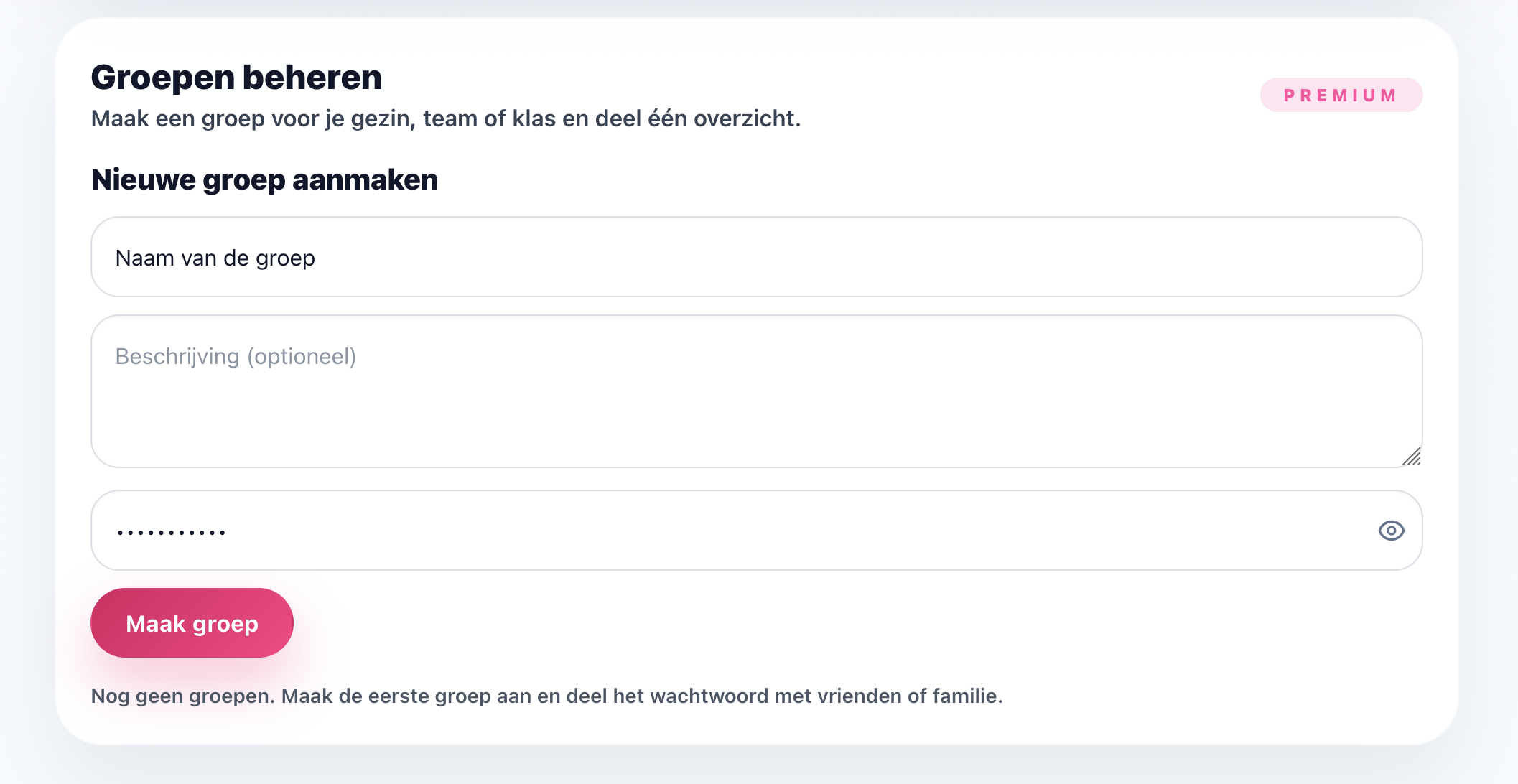 Voorbeeld van een groep aanmaken in Allergie-ID